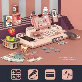 360Home Spielsimulation Kinderspielzeug Supermarkt spielzeug Spielset Kasse rot 【888J】